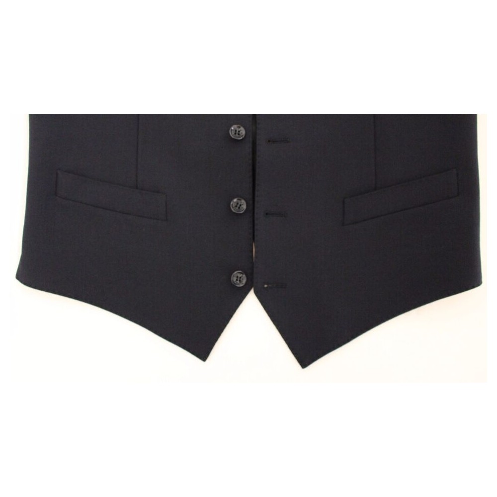 Dolce & Gabbana Elegantes blaues Wollkleid Weste