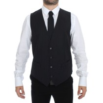 Dolce & Gabbana Elegantes graues gestreiftes Kleid Weste