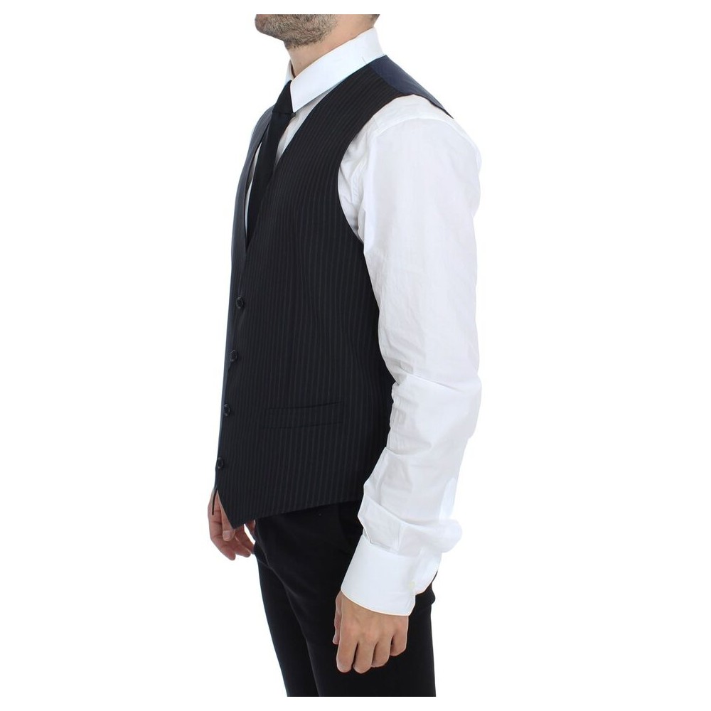 Dolce & Gabbana Elegantes graues gestreiftes Kleid Weste