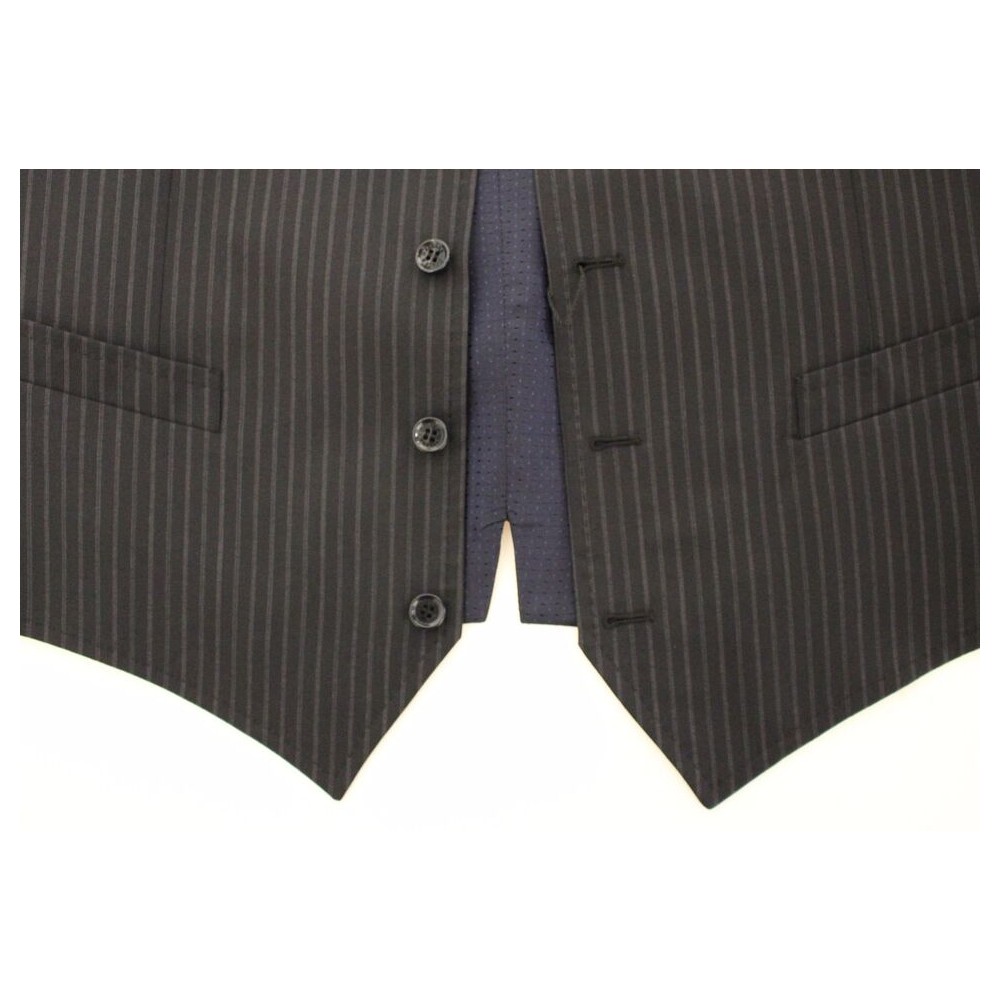 Dolce & Gabbana Elegantes graues gestreiftes Kleid Weste