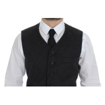 Dolce & Gabbana Elegantes Graues Wollmischung Kleid Weste