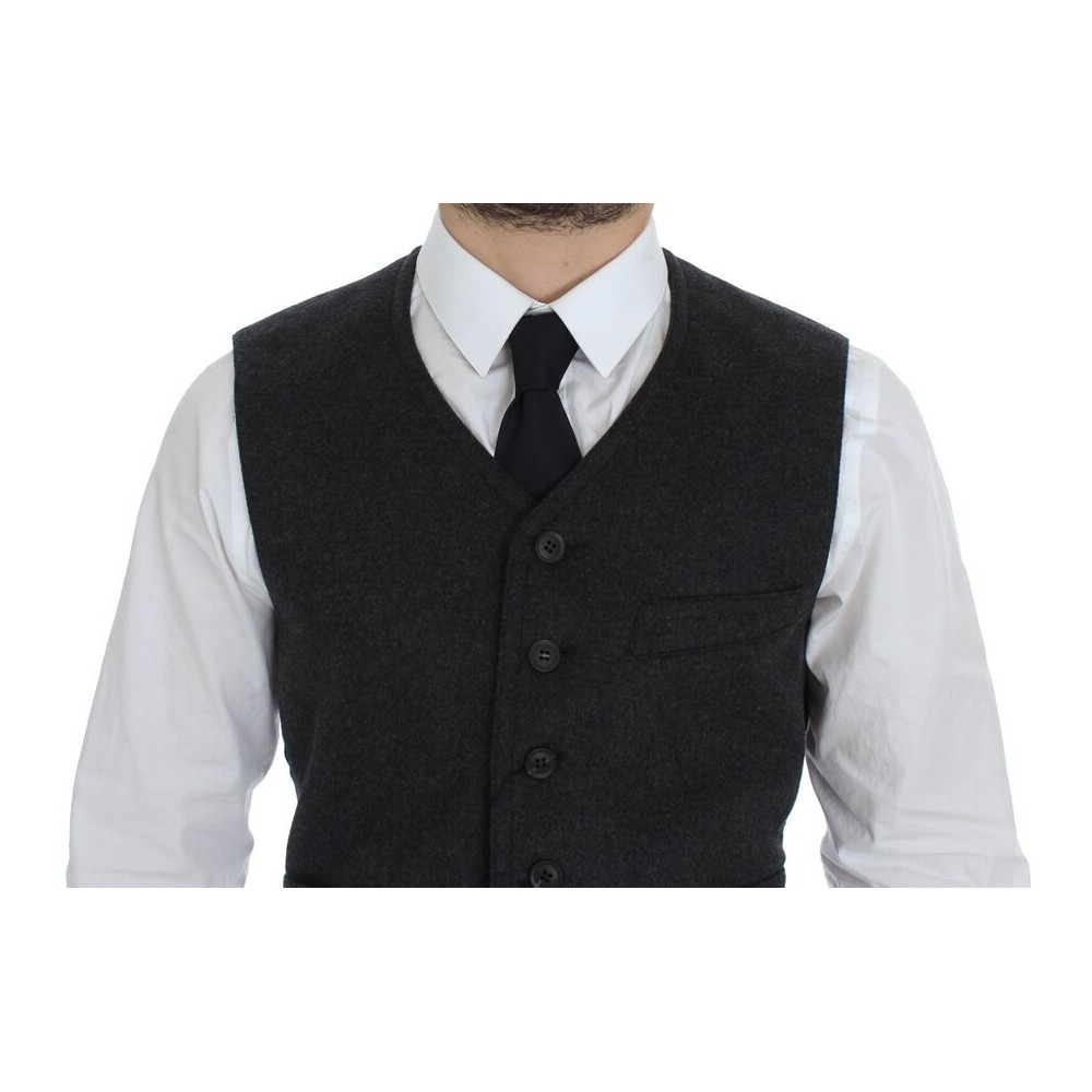 Dolce & Gabbana Elegantes Graues Wollmischung Kleid Weste