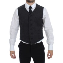 Dolce & Gabbana Elegantes Graues Wollmischung Kleid Weste
