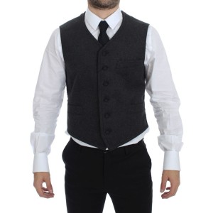 Dolce & Gabbana Elegantes Graues Wollmischung Kleid Weste