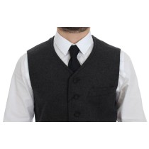 Dolce & Gabbana Elegantes Graues Wollmischung Kleid Weste