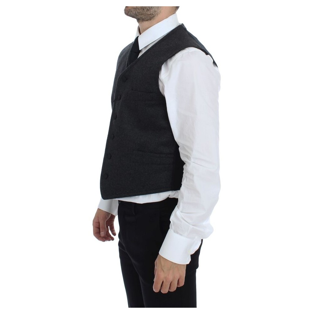 Dolce & Gabbana Elegantes Graues Wollmischung Kleid Weste