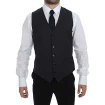 Dolce & Gabbana Elegantes graues gestreiftes Kleid Weste