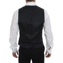 Dolce & Gabbana Elegantes graues gestreiftes Kleid Weste