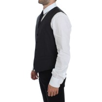 Dolce & Gabbana Elegantes graues gestreiftes Kleid Weste