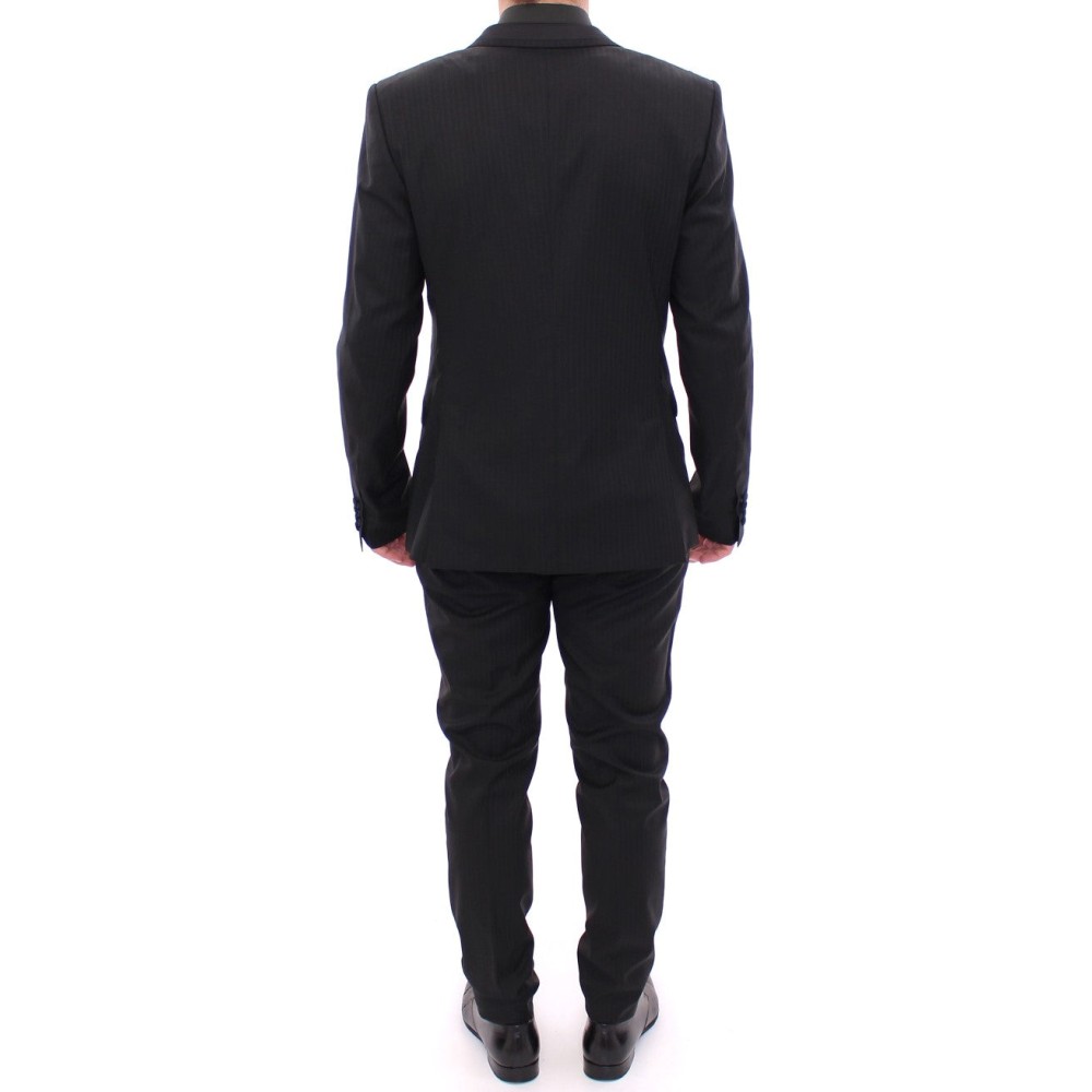 Dolce & Gabbana Eleganter schwarz gestreifter Anzug aus einer Woll-Seiden-Mischung