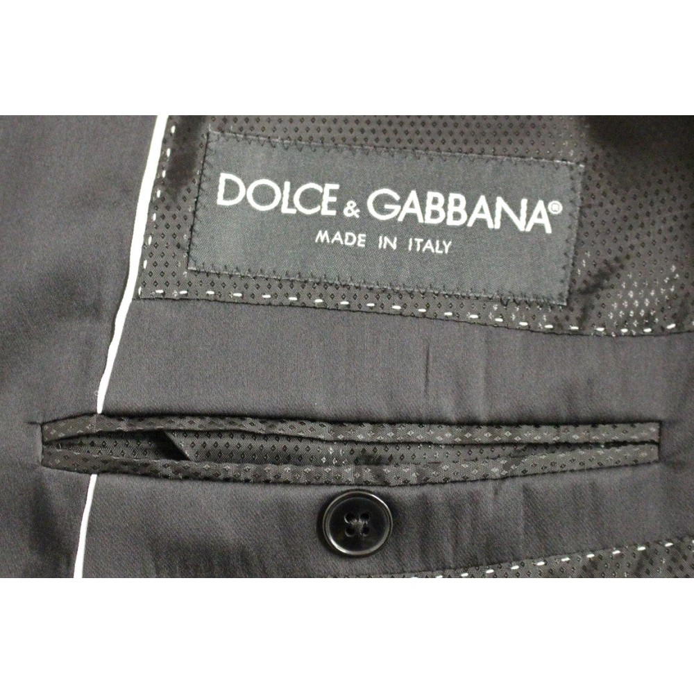 Dolce & Gabbana Eleganter schwarz gestreifter Anzug aus einer Woll-Seiden-Mischung
