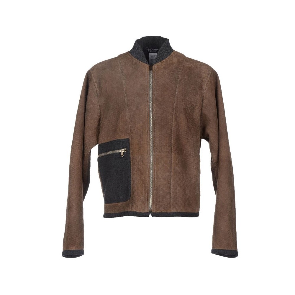 Dolce & Gabbana Elegante Jacke aus Leder und Wollmischung