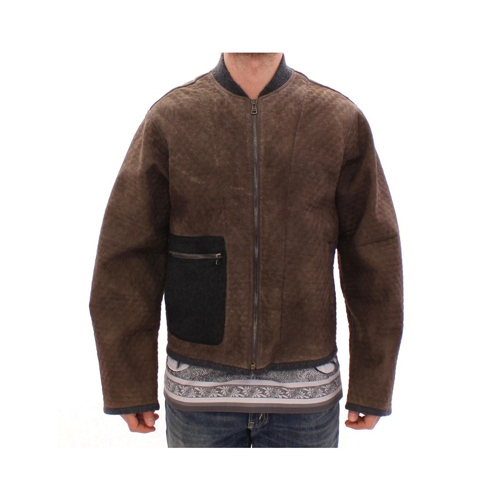 Dolce & Gabbana Elegante Jacke aus Leder und Wollmischung