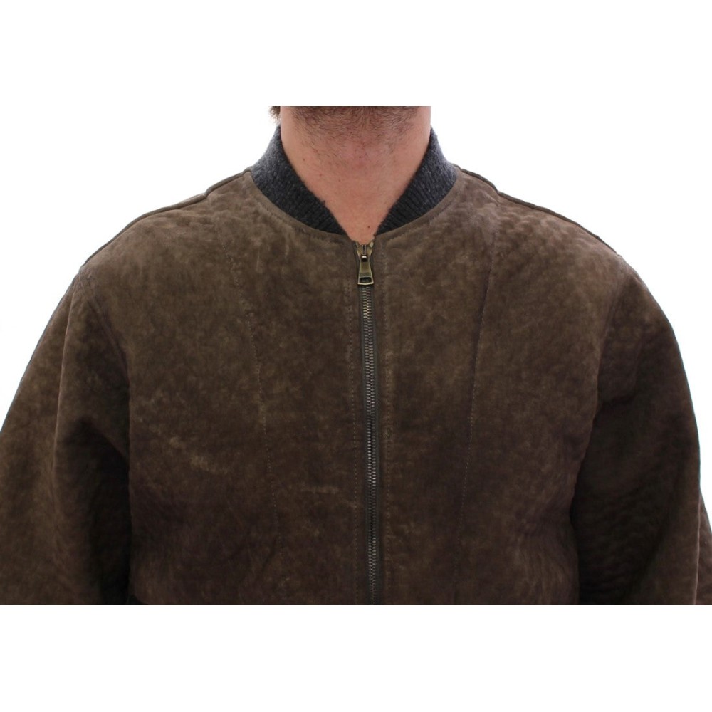 Dolce & Gabbana Elegante Jacke aus Leder und Wollmischung