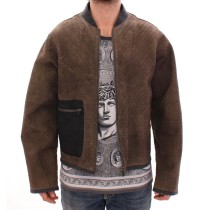 Dolce & Gabbana Elegante Jacke aus Leder und Wollmischung