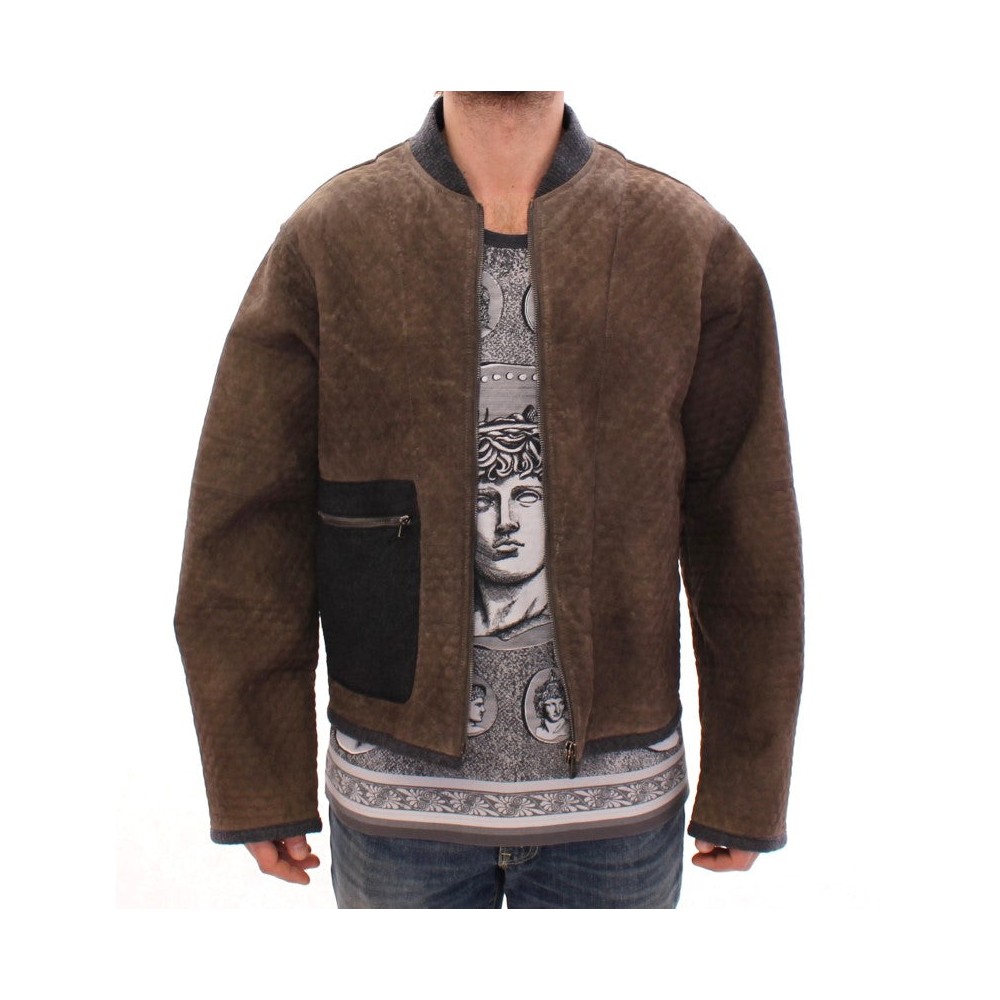 Dolce & Gabbana Elegante Jacke aus Leder und Wollmischung