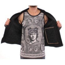 Dolce & Gabbana Elegante Jacke aus Leder und Wollmischung