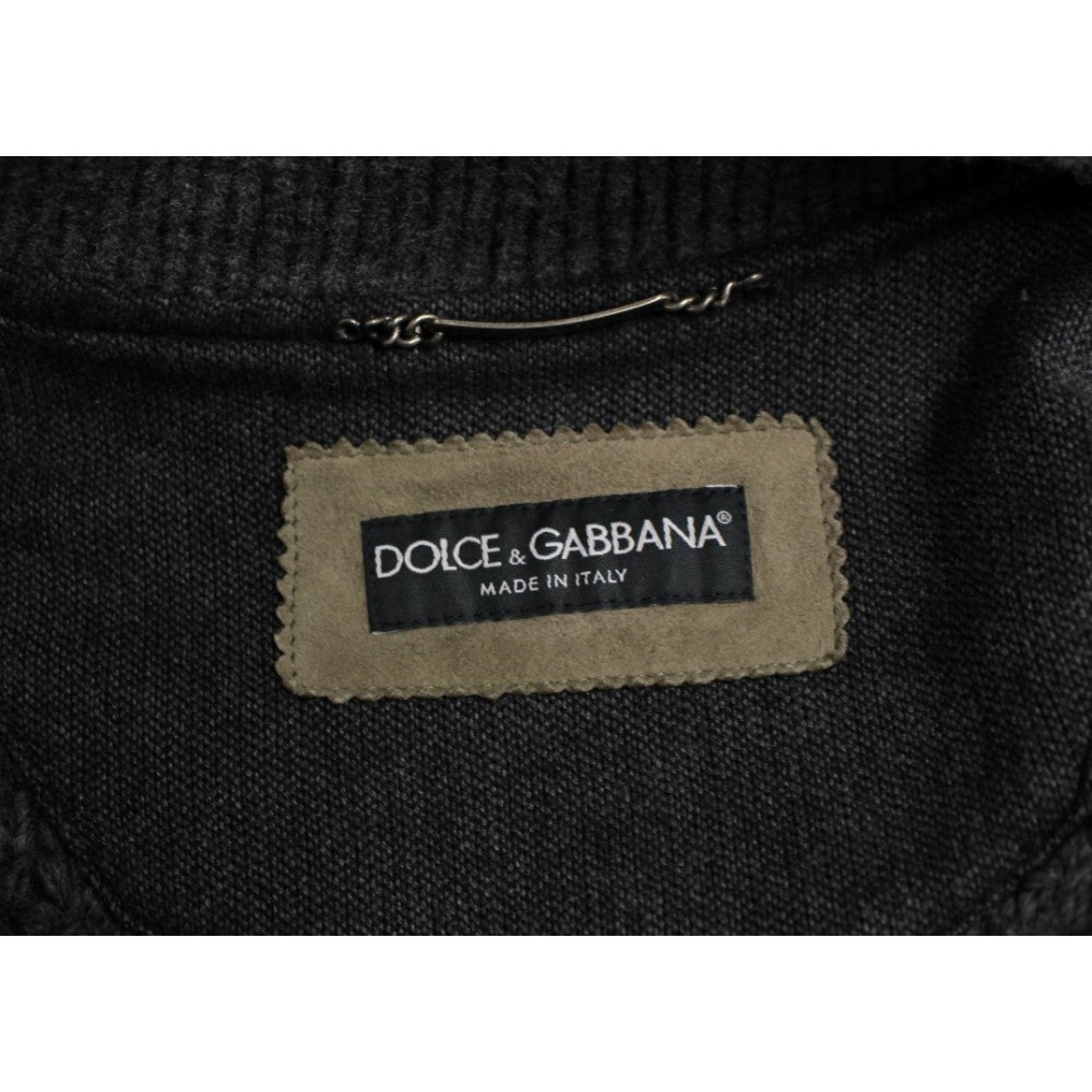 Dolce & Gabbana Elegante Jacke aus Leder und Wollmischung