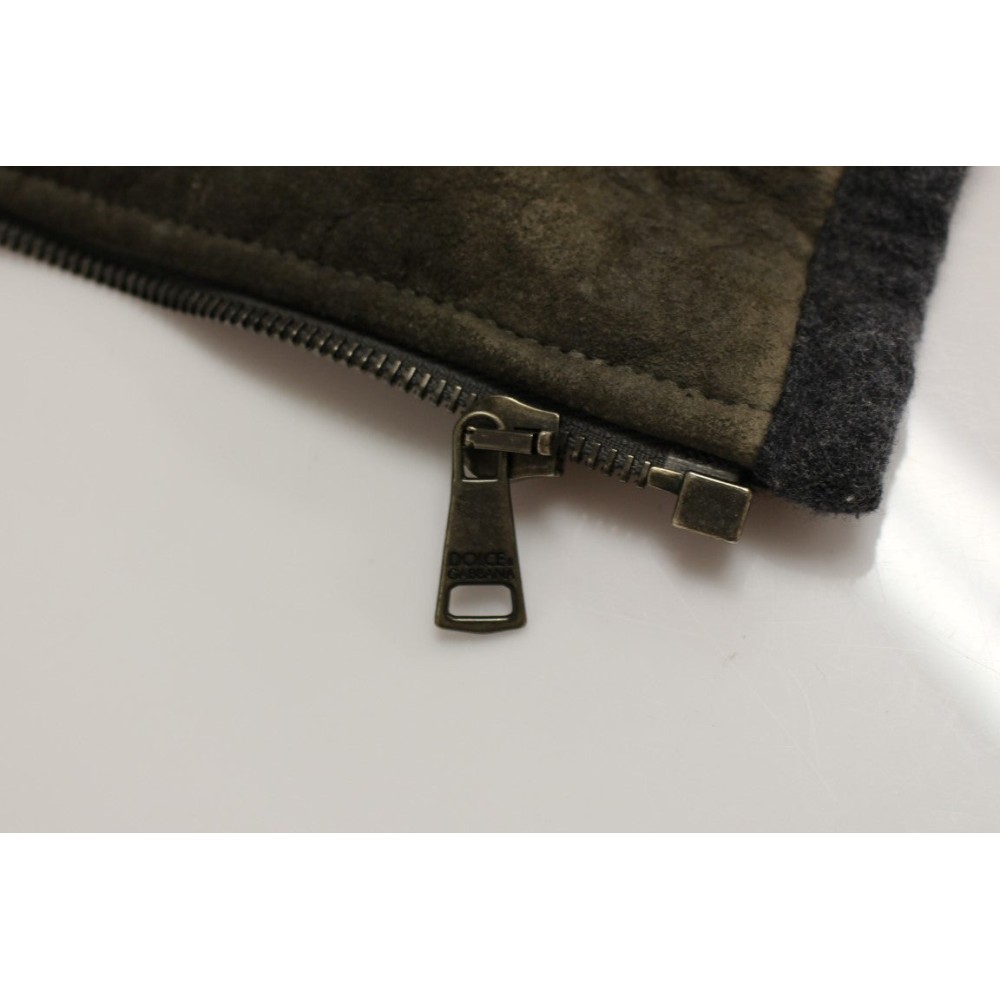 Dolce & Gabbana Elegante Jacke aus Leder und Wollmischung