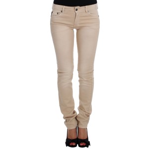 Cavalli Beige Baumwolle Stretch Slim Fit Jeans