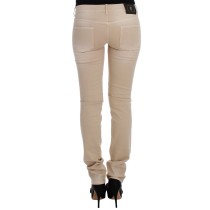 Cavalli Beige Baumwolle Stretch Slim Fit Jeans