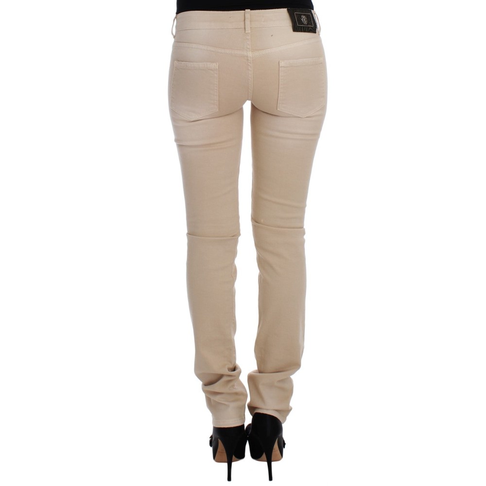 Cavalli Beige Baumwolle Stretch Slim Fit Jeans