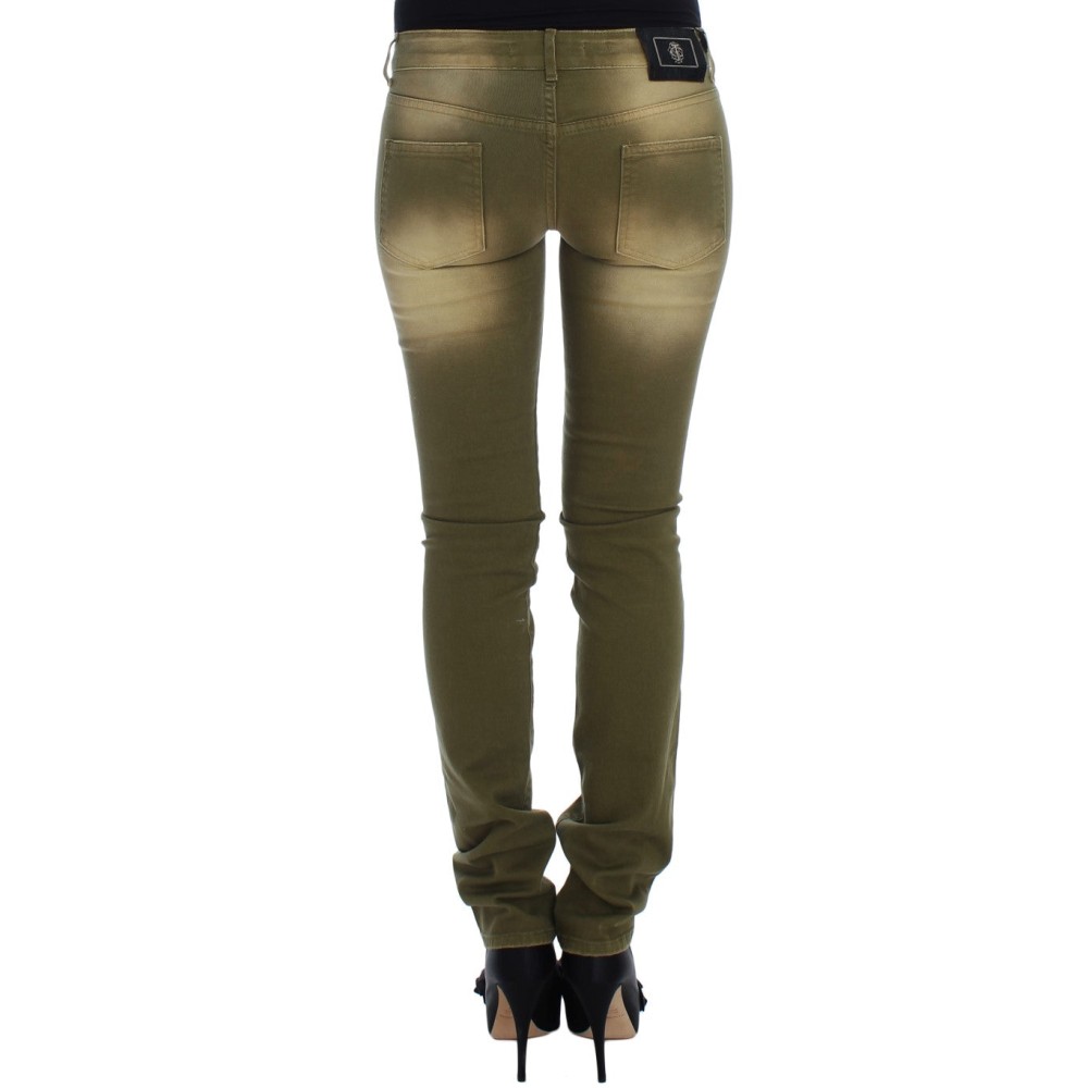 Cavalli Grüne Slim Fit Baumwoll-Stretch-Jeans