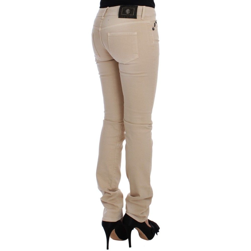 Cavalli Beige Baumwolle Stretch Slim Fit Jeans