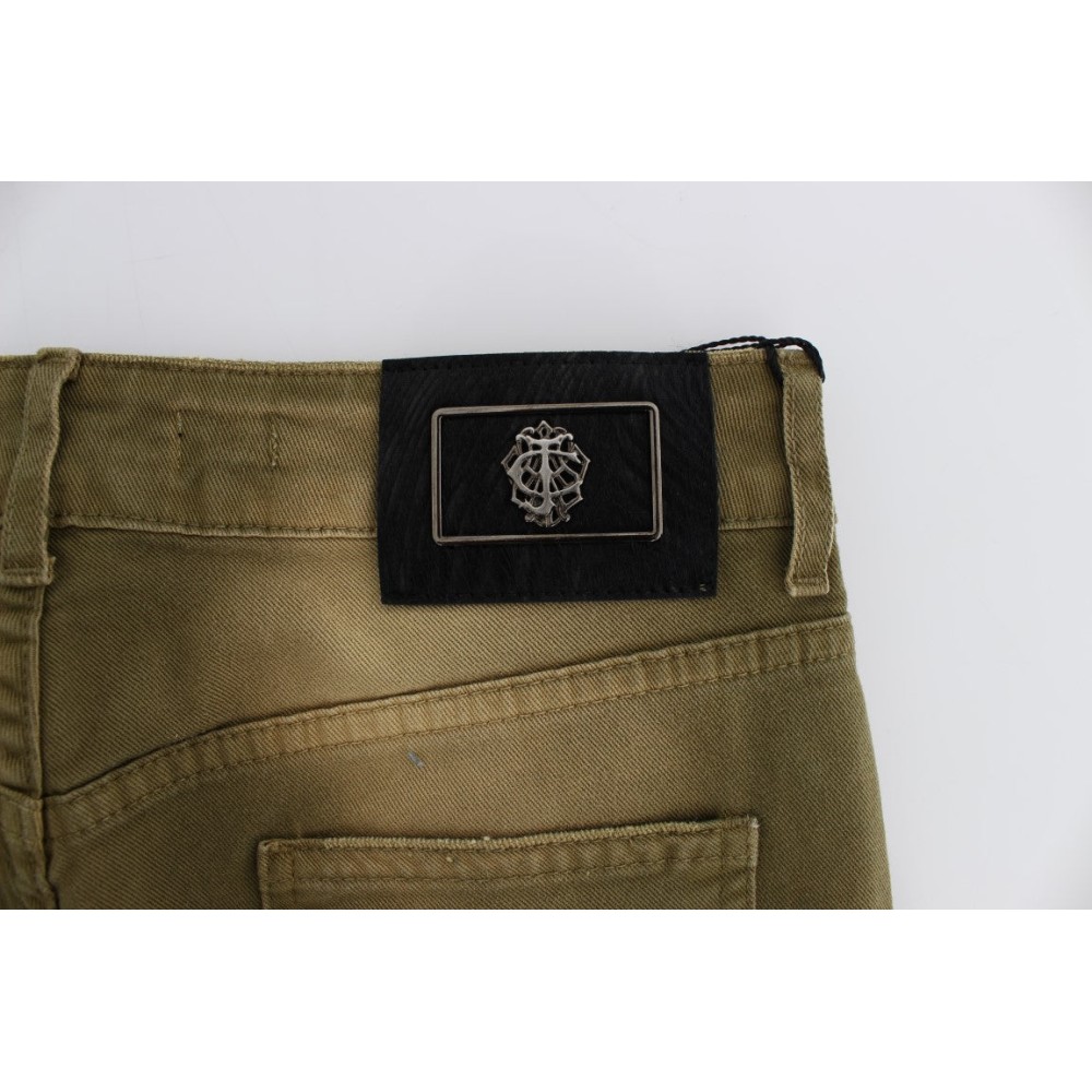 Cavalli Grüne Slim Fit Baumwoll-Stretch-Jeans