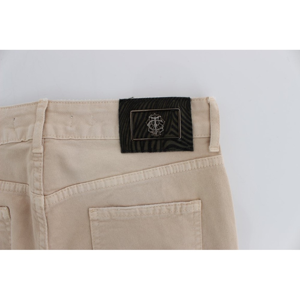 Cavalli Beige Baumwolle Stretch Slim Fit Jeans