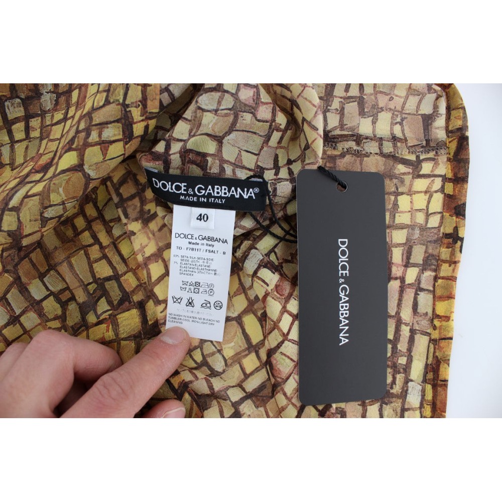 Dolce & Gabbana Seidenbluse mit sizilianischem Mosaikdruck