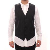 Dolce & Gabbana Elegantes schwarz gestreiftes Wollkleid Vest