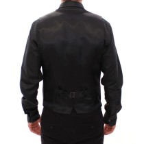 Dolce & Gabbana Elegantes schwarz gestreiftes Wollkleid Vest