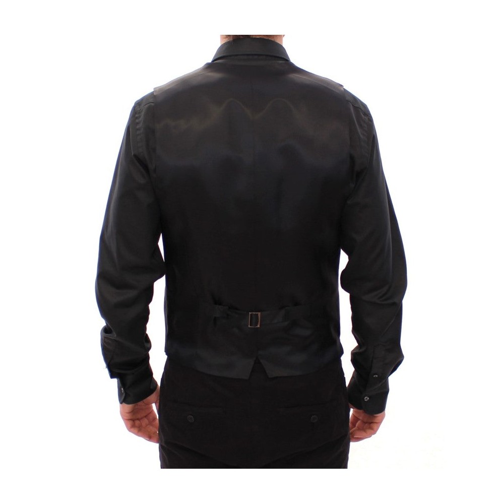 Dolce & Gabbana Elegantes schwarz gestreiftes Wollkleid Vest