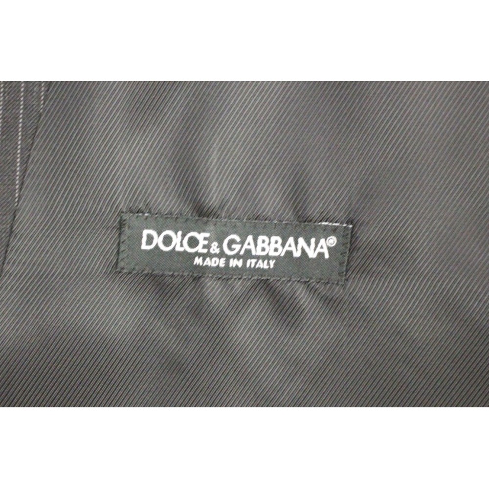 Dolce & Gabbana Elegantes schwarz gestreiftes Wollkleid Vest