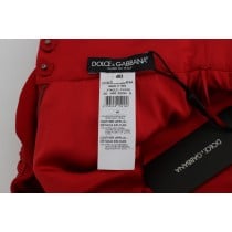 Dolce & Gabbana Glamouröse Shorts mit floraler Seidenstickerei in Rot