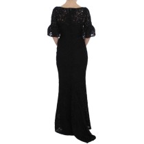 Dolce & Gabbana Elegantes Schwarzes Maxikleid aus geblümter Spitze