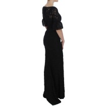 Dolce & Gabbana Elegantes Schwarzes Maxikleid aus geblümter Spitze