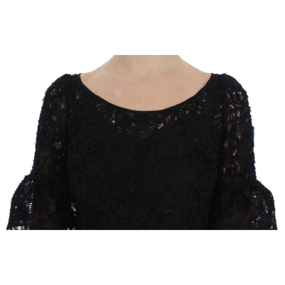 Dolce & Gabbana Elegantes Schwarzes Maxikleid aus geblümter Spitze