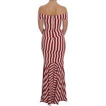 Dolce & Gabbana Elegantes rot-weiß gestreiftes Bodycon-Kleid aus Seide