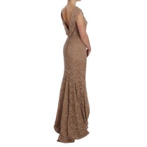 Dolce & Gabbana Elegantes rosa Maxikleid aus geblümter Spitze