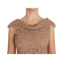 Dolce & Gabbana Elegantes rosa Maxikleid aus geblümter Spitze