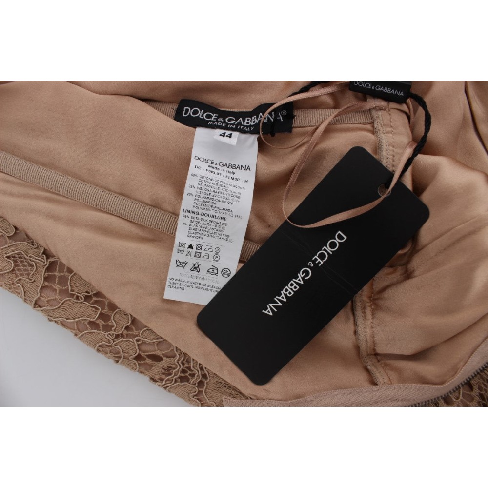 Dolce & Gabbana Elegantes rosa Maxikleid aus geblümter Spitze