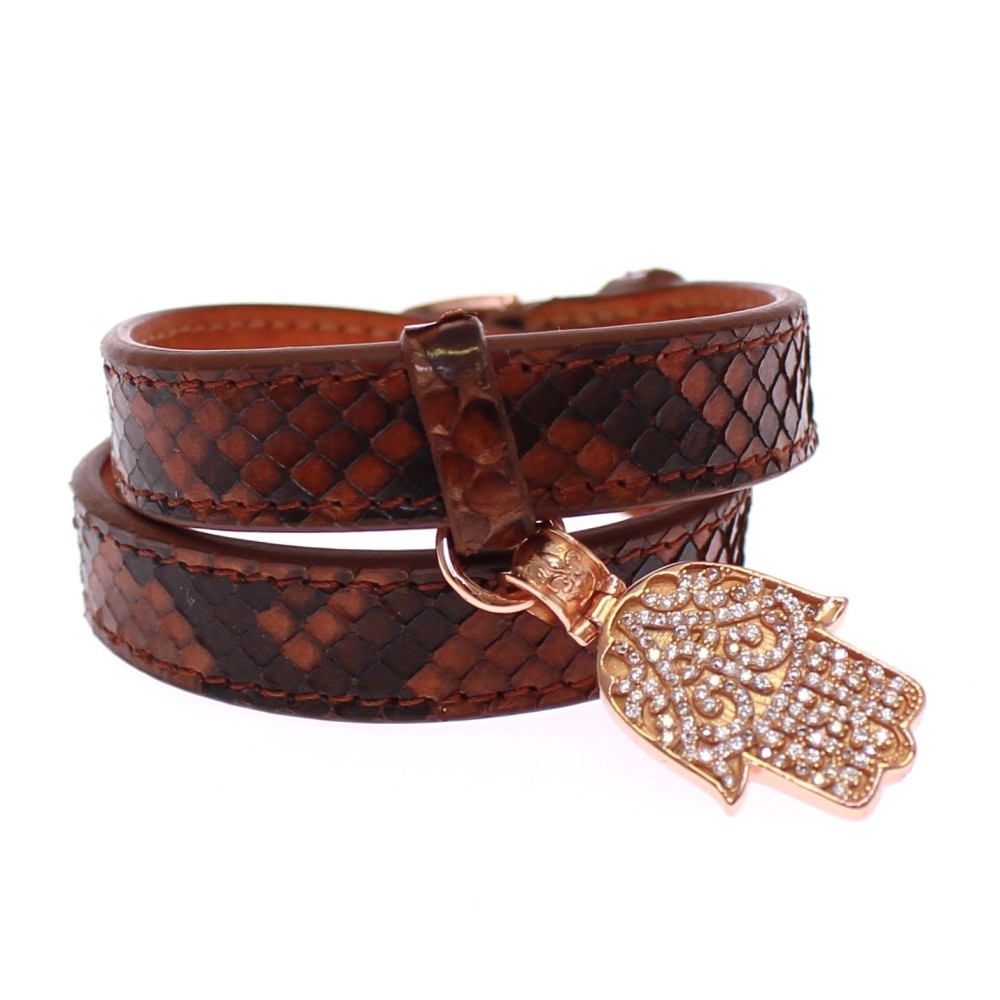 Nialaya Schickes Manschettenarmband aus Schlangenhaut und Gold