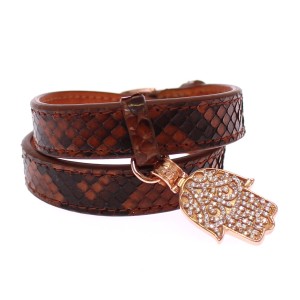 Nialaya Schickes Manschettenarmband aus Schlangenhaut und Gold
