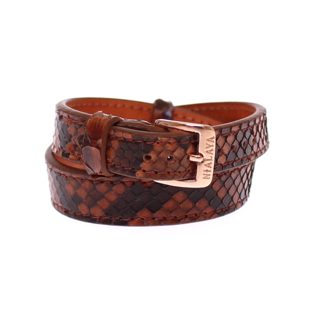 Nialaya Schickes Manschettenarmband aus Schlangenhaut und Gold