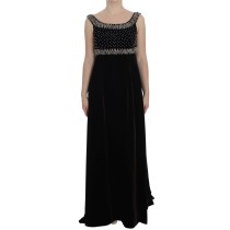 Dolce & Gabbana Elegantes Braunes Samt-Kristall-Kleid
