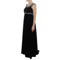 Dolce & Gabbana Elegantes Braunes Samt-Kristall-Kleid