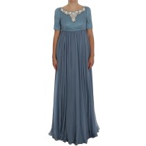 Dolce & Gabbana Elegantes Kleid aus Seide mit Kristallverzierungen