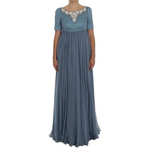 Dolce & Gabbana Elegantes Kleid aus Seide mit Kristallverzierungen